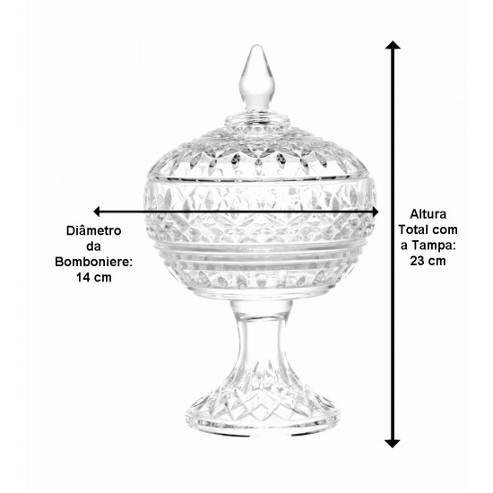 Bomboniere 23cm Altura Por 14cm Diâmetro Lys De Cristal Ecológico Com Pé